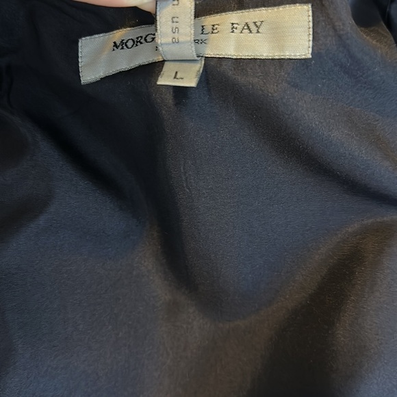 Morgane Le Fay Superfine Merino Wool Navy Coat Blazer & Skirt Set SzL - Picture 12 of 16